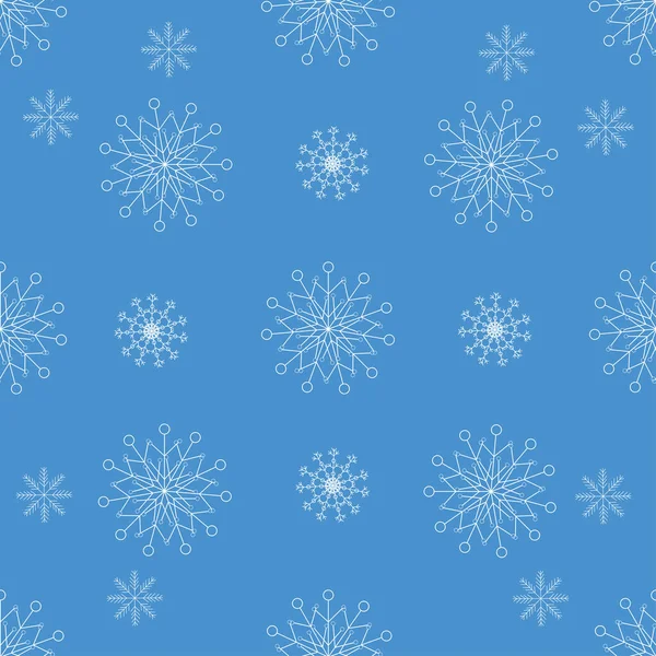 Pattern of white snowflakes on a blue background for web design — Stock Vector