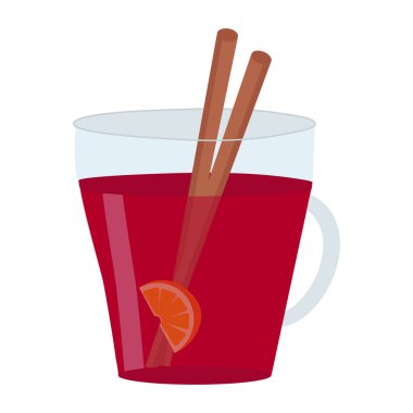 Clipart 'ta kullanmak için beyaz arka planda sıcak şarap bardağı