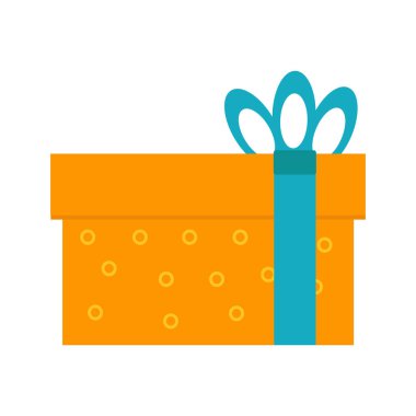 Kutlama karakteri tasarımında kullanılacak turuncu hediye paketi