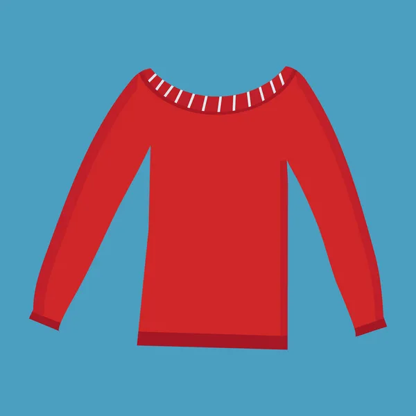 Red sweater on a blue background for use in clipart — Stock Vector