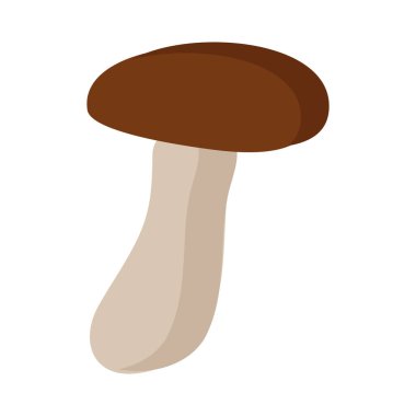 Koyu kahverengi şapkalı, beyaz arka planda Clipart 'ta kullanılacak mantar