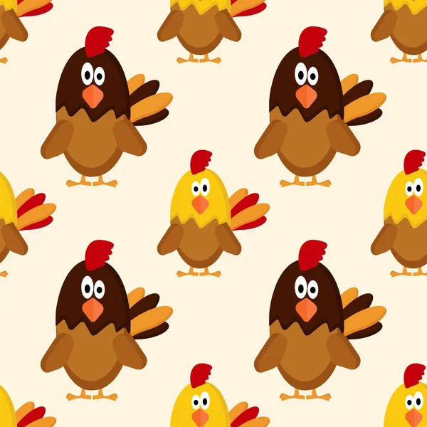 Ein Muster von einem Hahn und einem Huhn für prmiennya in Textildesign — Stockvektor