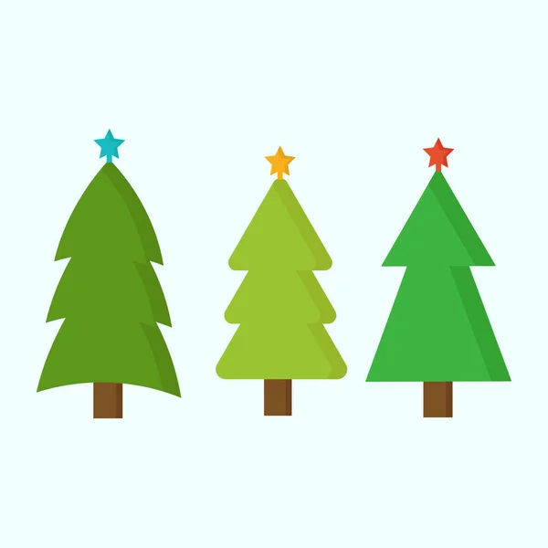 三棵圣诞树一组三棵圣诞树，可在山崖或横幅上使用 — 图库矢量图片