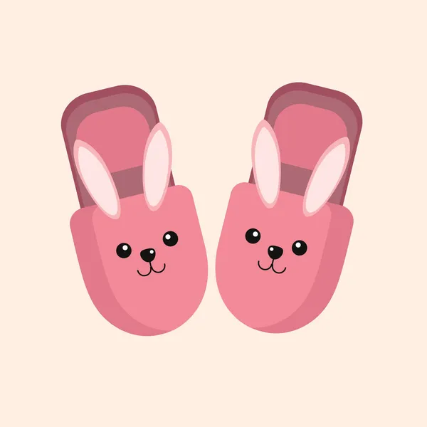 Pink bunny slippers for use in clipart — Stock Vector