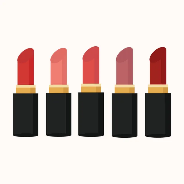 Un ensemble de rouge à lèvres de différentes couleurs pour une utilisation dans un clipart — Image vectorielle