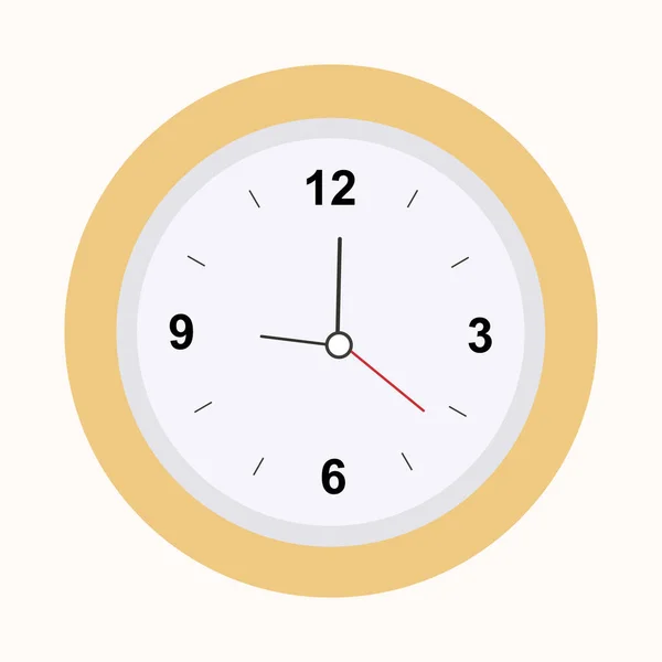 Reloj de pared amarillo sobre fondo blanco para usar en clipart — Vector de stock