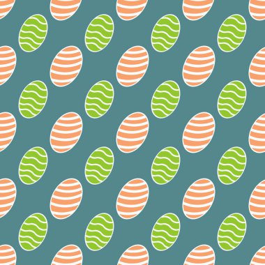 Tekstil veya ambalajda kullanılmak üzere yeşil üzerine paskalya yumurtası deseni