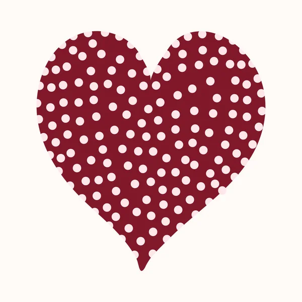 Burgunder Herz mit weißen Kreisen für Valentinstag Design — Stockvektor