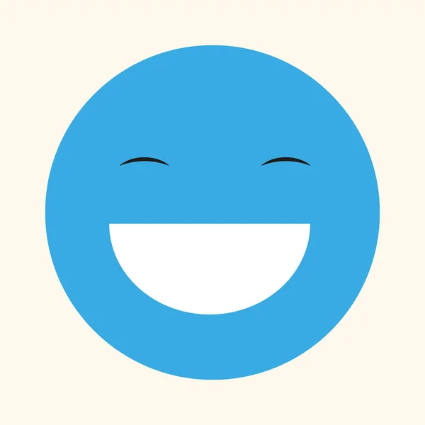 Blue smiley face with a joyful emotion for chatting — Stock Vector