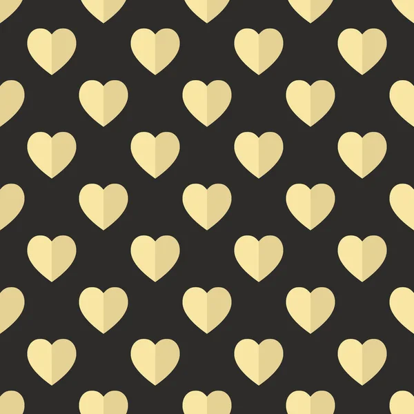 Patrón de corazón dorado en negro para el diseño de papel de embalaje — Archivo Imágenes Vectoriales
