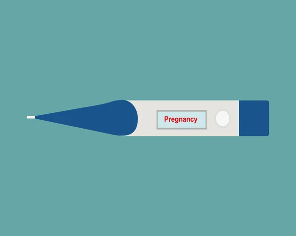 Teste de gravidez com um resultado positivo em um fundo verde — Vetor de Stock