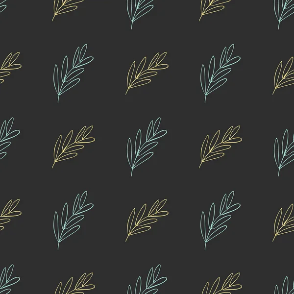 A pattern of yellow and green twigs on a black background — Stockvektor