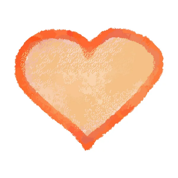 Πορτοκαλί καρδιά σε στυλ ακουαρέλα σε λευκό φόντο — Διανυσματικό Αρχείο