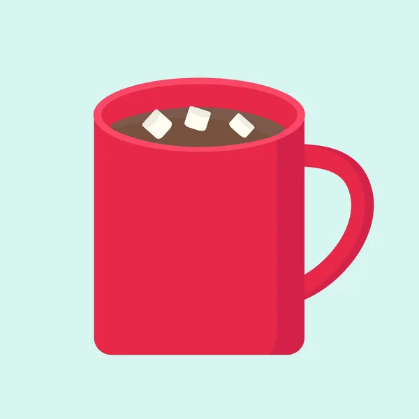 Beba en una taza roja con malvaviscos sobre un fondo claro — Vector de stock