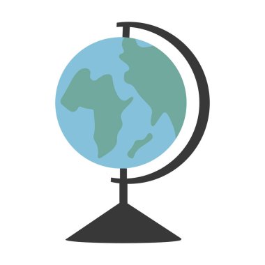 Clipart 'ta kullanılmak üzere beyaz arkaplanda duran bir kürenin üzerindeki dünya