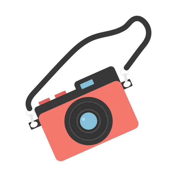 Macchina fotografica rossa su uno sfondo bianco del disegno clipart — Vettoriale Stock