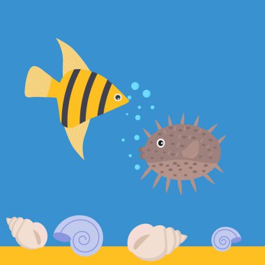 Web sitesi tasarımı için denizde balık ve kabuklu pankart