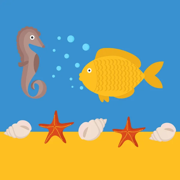 Шаблон в виде плаката с морской жизнью в океане — стоковый вектор