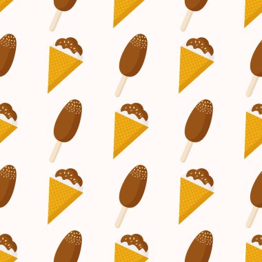 Kafe web tasarımı için çikolatalı dondurma ve koni deseni