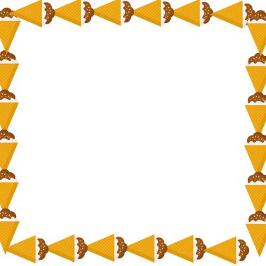 Beyaz arka planda dondurma külahı çerçevesi 