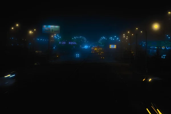 Gece Yol Arabalar Işıklar — Stok fotoğraf
