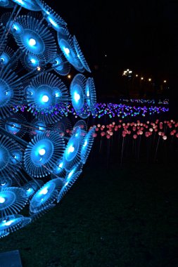 Gece Kyiv parkında bir fener parlıyor.