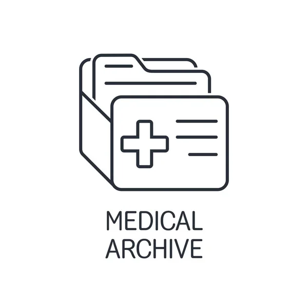 Arquivo Dados Médicos Ícone Linear Vetorial Isolado Fundo Branco — Vetor de Stock
