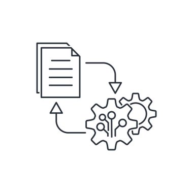 Elektronik bilgi işleme. Belge Yönetim Sistemi. Beyaz arkaplanda vektör simgesi izole edildi.