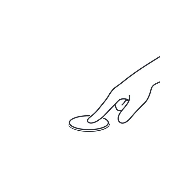 Der Finger Drückt Den Runden Knopf Implementieren Bewerben Lineares Vektor — Stockvektor