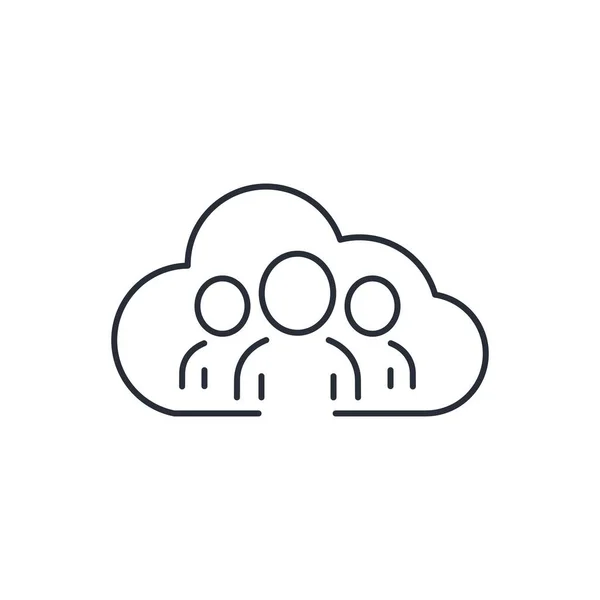 Utilisateurs Équipe Dans Cloud Icône Vectorielle Linéaire Isolée Sur Fond — Image vectorielle