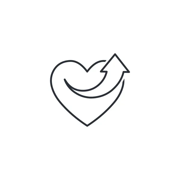 Corazón Eleva Cima Icono Lineal Vectorial Aislado Sobre Fondo Blanco — Vector de stock