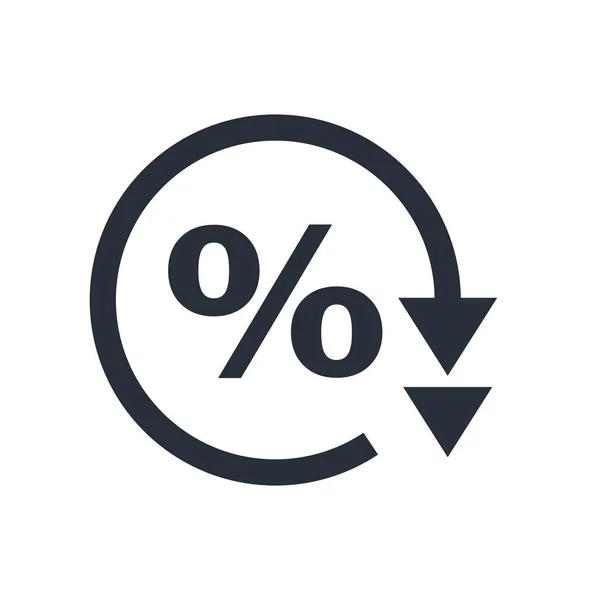 Verlaging Van Het Percentage Vector Lineair Pictogram Geïsoleerd Witte Achtergrond — Stockvector