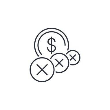 Finansal operasyon reddedildi. Beyaz arkaplanda izole edilmiş vektör doğrusal simgesi