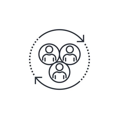 Farklı mesleklerden bir grup uzman. Karışık takım. Beyaz arkaplanda izole edilmiş vektör doğrusal simgesi