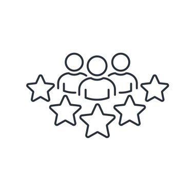 Uzmanlardan oluşan takım. Profesyonel kalite. Beyaz arkaplanda izole edilmiş vektör doğrusal simgesi