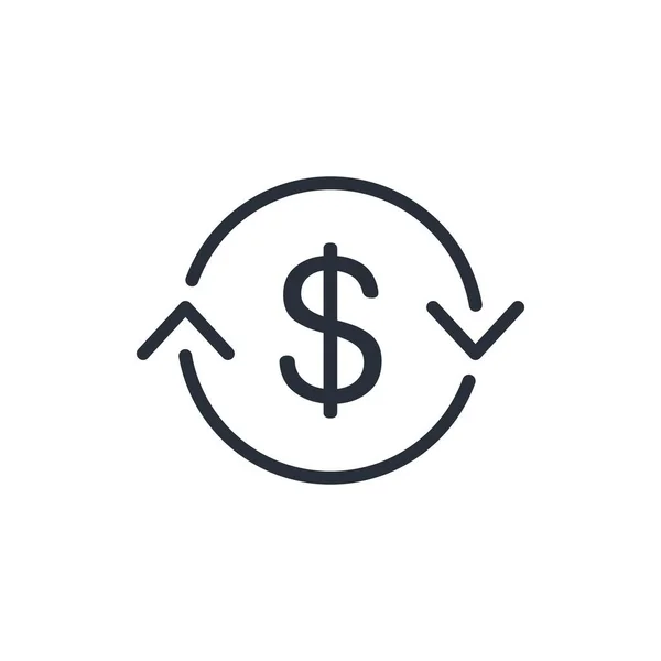 Transformation Arrows Dollar Financial Shift Vector Linear Icon Isolated White — Stock Vector