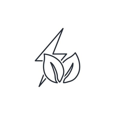 Flora ve yıldırım. Doğal enerji potansiyeli. Beyaz arkaplanda izole edilmiş vektör doğrusal simgesi