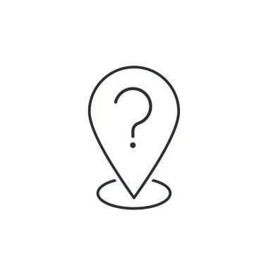 Bilinmeyen parça. Soru işareti olan işaretleyici. Beyaz arkaplanda izole edilmiş vektör doğrusal simgesi