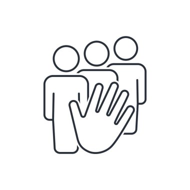 El insanları uzaklaştırır. İşten ayrılın. Beyaz arkaplanda izole edilmiş vektör doğrusal simgesi.