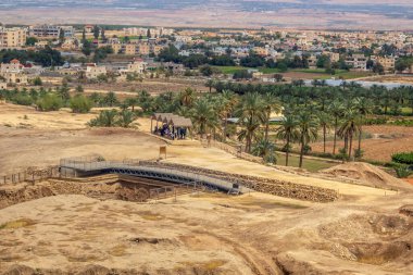 Jericho şehri, Filistin, İsrail. Yahudi Çölü 'ndeki antik İncil şehri ve arkeolojik kazılar.