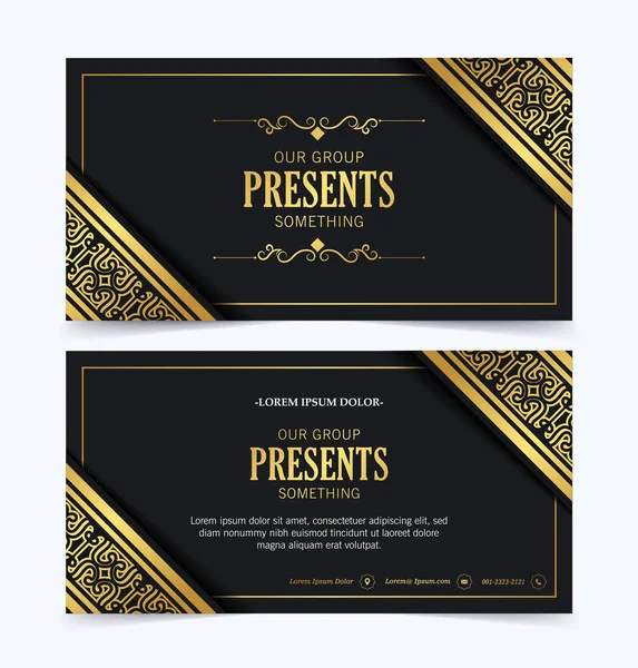 Luxury Dark Business Card Template Ornament Design — Stock Vector