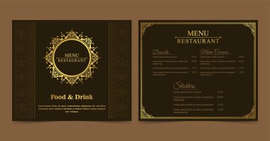 Süslü elementleri olan lüks menü restoranı.