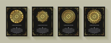 Süs desenli zarif altın mandala tebrik kartı.