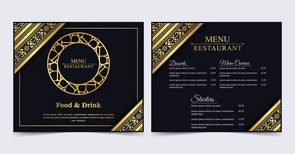 Restaurante Menú Lujo Con Elementos Ornamentales — Vector de stock