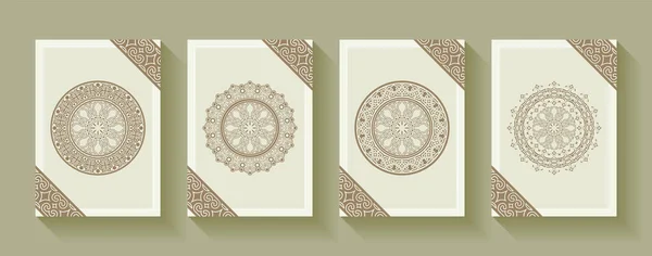 Tarjeta Felicitación Mandala Vintage Con Diseño Patrón Ornamento — Vector de stock
