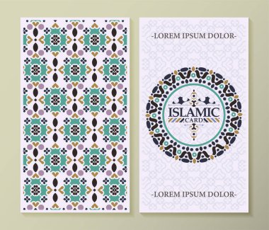 Zarif sınır şablonu İslami tebrik kartı