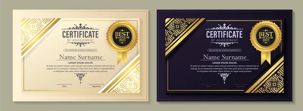 Премиум Золотой Черный Дизайн Сертификата — стоковый вектор