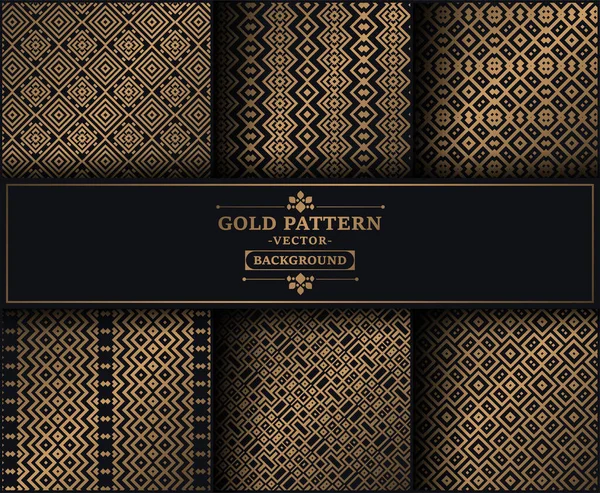 Колекція Золотий Чорний Безшовний Візерунок Фон — стоковий вектор