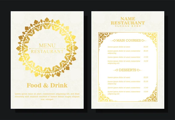Menu Restaurant Luxe Avec Style Ornemental Élégant — Image vectorielle