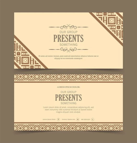 Ornamento Patrón Diseño Tarjetas Visita — Vector de stock